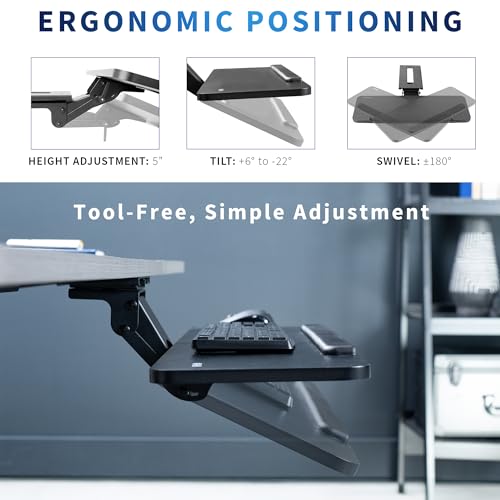VIVO Adjustable Computer Keyboard and Mouse Platform Tray, 34 x 10 inch Ergonomic Under Table Desk Mount Drawer Underdesk Shelf, Black, MOUNT-KB36B - color: Black, size: 34"