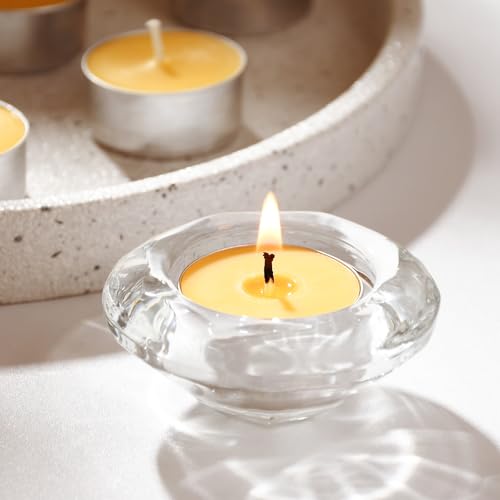 50-Pack Pure Beeswax Tealight Candles in Aluminum Cups - 4-5 Hour Burn Time, Lead-Free Cotton Wick, Natural Unscented Candles - color: Raw