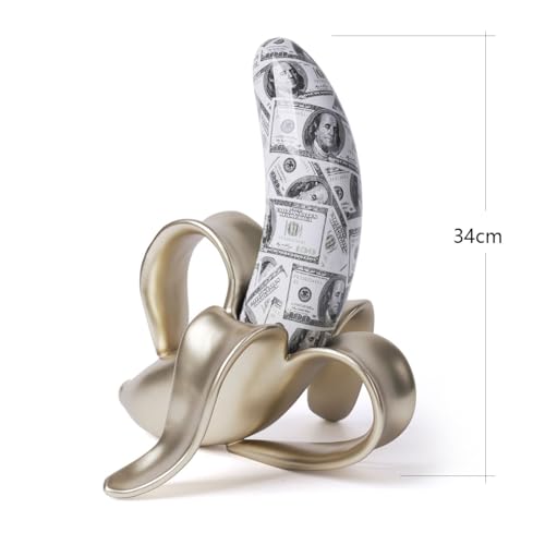 Banana Statue Abstract Sculpture Decor Modern Gift Table Centerpiece Figurine for Home Room Office Polyresin 13.4 Inch
