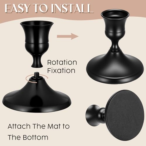 24PCS Brass Black Taper Candle Holders Set, Vintage Metal Candlestick Holders for Table Centerpiece, Wedding Reception, Festive Christmas Mantel Decoration or Home Decor - color: Black