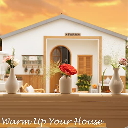 Ceramic Bud Vase Set of 8, Small Vase for Flowers, White Mini Bud Vase in Bulk for Centerpieces, Rustic White Ceramic Vase Set for Flowers, Room Décor, Wedding Party - color: White-8pcs