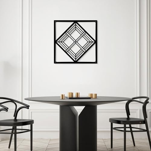 GlintHome Black Metal Wall Art - Geometry Minimalist 3D Textured Abstract Sculptures Wall Art for Living Room Office Garden Bedroom Bathroom Home Decor - color: Black-009, size: Small