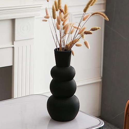 Black Vase, Modern Ceramic Vase, Black Matte Clay Vases for Pampas Grass, Minimalist Home Fresh Flowers, Dried Flowers - color: F-black Tall Vase