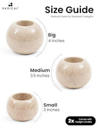 Radicaln Marble Tealight Candle Holder 4" Inches Verona Handmade Set of 3 Mini Votive Candle Holders for Wedding Table Setting, Ideal Marble Taper Holder for Kitchen Table - color: Verona