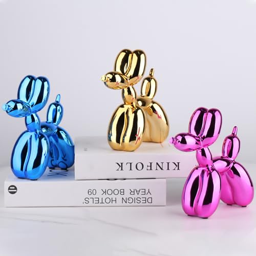 Balloon Dog Sculpture Modern Home Decor Collectible Figurines Funky Statues for Bedroom Trendy Animal Decor for Coffee Table Living Room Decor Art Resin Decor Office Standing Desk Decor - color: Gold, size: 6.6*6.6*2.8inch