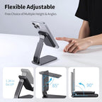 iWALK Magnetic Cell Phone Stand for Desk, Angle and Height Adjustable Mobile Phone Holder, Foldable Magnet Stand for iPhone 17 16 15 14 13 12 Pro Max and iPad, Cell Phone Holder for Samsung, Black - color: Black