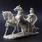 Veronese Design 10 1/4 Inch Roman Centurion on Two Horse Chariot Statue Resin Marble White Finish