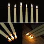 Flameless Taper Candles with 3D Wick, 9.6" Real Wax LED Candles with Remote and Timer, 3 Pack Flickering Candlesticks Battery Operated, Classic Tall Taper Candles for Home, Wedding, Party, Ivory - color: Ivory