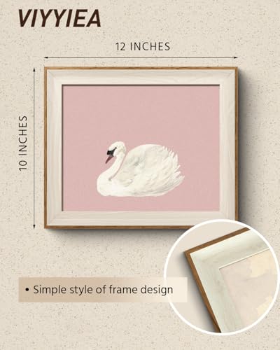 VIYYIEA Framed Wall Art for Living Room, Swan Canvas Prints, Pink Home Decor, Animals Painting Picture, Bathroom Wall Decor Gifts for Friends or Family -【Swan Pink】-(12L x 10W) - color: Animals-【Swan Pink】, size: 12"L x 10"W