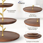 Perco 3 Tier Wooden Cupcake Stand, Walnut Wood Tiered Display Stand for 20 Cupcakes – Rustic Dessert Table Display Set, Tiered Serving Tray for Weddings, Birthdays, Baby Showers & Events - color: Walnut Wood