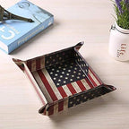 siduater Valet Tray Desktop Storage Organizer, Vegan Leather Catchall Bedside Vanity Tray Nightstand Caddy Holder for Remote Controller, Watch, Keys, Phone, Wallet, Sunglasses, Jewelry - Flag - color: Flag Design