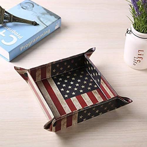 siduater Valet Tray Desktop Storage Organizer, Vegan Leather Catchall Bedside Vanity Tray Nightstand Caddy Holder for Remote Controller, Watch, Keys, Phone, Wallet, Sunglasses, Jewelry - Flag - color: Flag Design