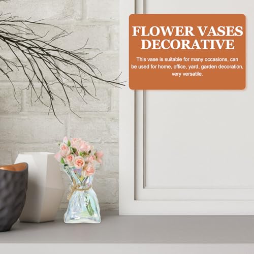 Abstract Irregular Glass Vase Decorative Floral Planter Artistic Home Décor Accent for Living Room and Office Display