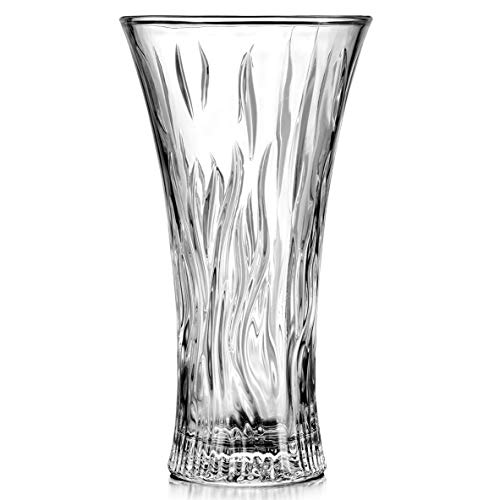 Vase 12" Flower Vases, Crystal Clear Glass Vases for Flowers, Tall Crystal Vase, Modern Large Glass Home Office Decor for Living Room Dining Table Centerpieces, Birthday and Wedding - color: Wood Grain Design