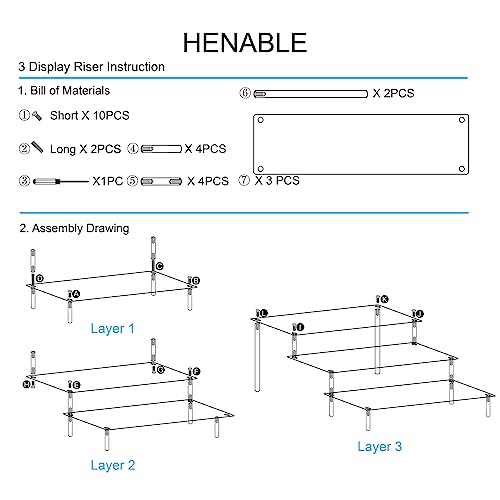 HENABLE 3 Tier Perfume Organizer Stand, Black Acrylic Risers Display Stands, Cologne Shelf Dessert Display for Party, Figure Stand Funko POP Shelves, Collection Cosmetic, Cupcake Stand Holder - size: 3-Tier