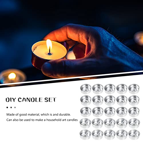 Operitacx 200 Pc Aluminum Tea Light Candle Cups with Wicks 1.57X1.57X0.59In Empty Metal Tealight Containers for DIY Candle Making and Craft Projects - size: 200Pcs