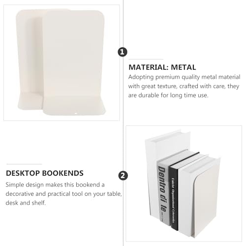 SEWACC 2Pcs Metal Bookends Minimalist Creative Book Stoppers for Office Home Study Strong Metal Shelves Organizer to Prevent Books from Falling
