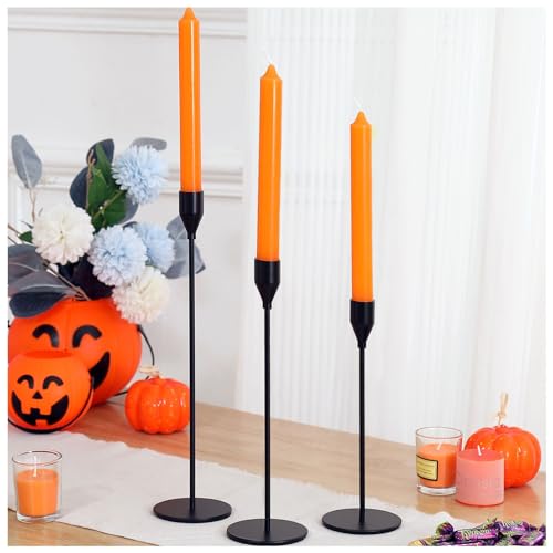 3Pcs Matte Black Candlestick Holders Set Fit 3/4" Tall Taper Candle Home Decorative Table Centerpieces for Family Dinning, Party Decoration - color: Matte Black, size: 3 set
