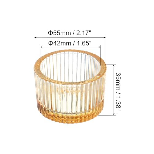 PATIKIL 4 Pcs Tealight Candle Holder, Tea Lights Candle Holder Glass Votive Candle Holders Glass Candle Holders for Table Centerpiece Decor Wedding Dinner Party, Gold Tone - color: Gold