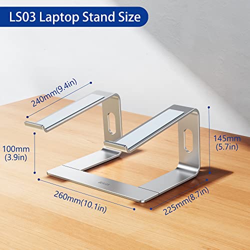 BESIGN LS03 Aluminum Laptop Stand, Ergonomic Detachable Computer Stand, Notebook Riser Compatible with Air, Pro, Dell, HP, Lenovo More 10-15.6" Laptops, Silver - color: B-Silver