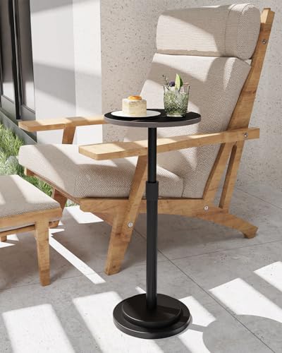 Height Adjustable Drink Table, Vintage Round Indoor Metal Plant Stand, for Small Spaces, Living Room, Bedroom, Cocktail, 1 Pack, Black, GBZ001CB-1 - color: Black, size: Rotundity