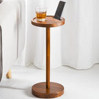 BLUEWEST Drink Table, 22" Tall Compact Side Table with Phone Slot and Weighted Base, Durable Pedestal Table Accent for Living Room, Bedroom, or Office, Cocktail and Martin (1, Acacia) - color: Acacia