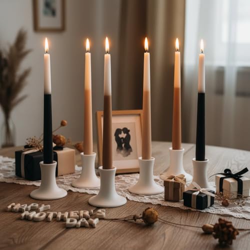 10 Inch Taper Candles Handmade Set of 6 – Bluebell Scent Tapered Candles in Brown, Candlesticks Smokeless Candle Sticks for Wedding, Home Decor, and Party Meditation - color: Bluebell 6PC