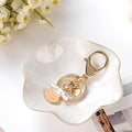 JAMEND CLXP Lotus Leaf Shape Ring Holder Dish, Small Key Bowl, Ceramic Trinket Tray Jewelry Dish Organizing Necklace Earrings for Mom Friend Sister, White. All Jewelries Are NOT Included. - color: White-Lotus