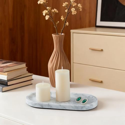 Natural Marble Vanity Tray, Marble Tray for Bathroom countertop,Stone Tray for Storing Perfume, Cosmetics and Jewelry 9.8 * 4.7inch （White） - color: White, size: 9.8" x 4.7" x 0.7"