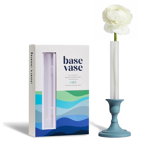 Base Vase (3-Pack) - The Bud Vase that Fits in Taper Candle Holders | Create Floral Arrangements for Tablescapes, Centerpieces, Weddings and Home Decor (Frosted) - color: Frosted