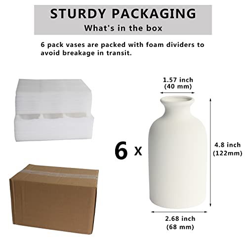 YANLING 6 Pack White Vase Small Ceramic Vases for Decor, White Vases for Flowers Boho Home Decor, Pampas Grass Dried Flowers Vases - color: White-a, size: 6 Pack-Small