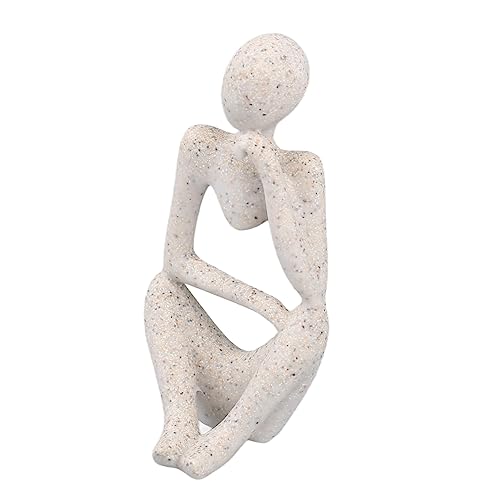Abstract Thinker Statue | Synthetic Home Accent for Living Room/Office Desk/Bookshelf | Hollow Design Art Sculpture Collectible Present (Sandstone Left) - style: Sandstone Left