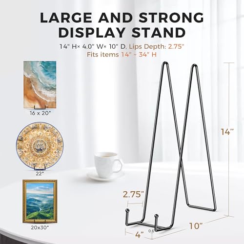 TR-LIFE 14 Inch Black Metal Plate Stand (3 Pack) - Heavy Duty Display Easel Holder for Large Picture Frames, Plates and Signs - size: 14 Inch