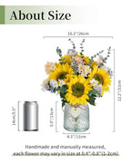 BLOSMON Sunflower Fake Flowers in Vase: Sunflowers Artificial Flowers with Vase for Table Centerpieces Decor - Silk Flower Bouquet Faux Arrangements Kitchen Bathroom Wedding Party Decoration