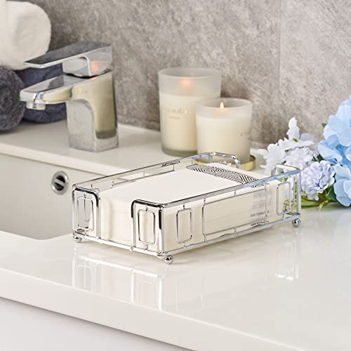 Guest Towel Holder Tray for Bathroom – Silver Napkin Holder for Disposable Paper Hand Towels, Vanity Countertop Hand Towel Organizer, Modern Bathroom Accessory for Guest Napkins - color: G - Silver Guest Towel Holder Tray, size: Guest Towel Holder