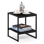 FURINNO Camnus Modern Living 2-Tier End Table, Americano, 15.9 in x 15.75 in x 18 in - color: Americano, size: 2 Tiers, Metal Frame