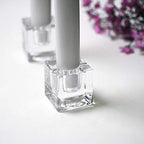 Square Glass Candle Holder Set of 2, Clear Taper Candlestick Holders, Ideal Gift for Dining Table, Wedding, Christmas and Party.… - color: Transparent 2pcs