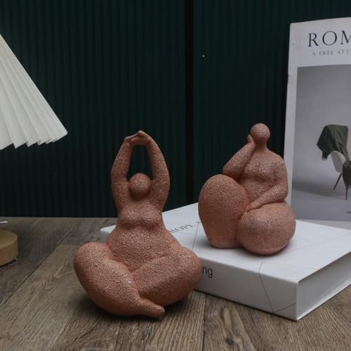 Modern Resin Abstract Sculpture - Contemporary Art Decor for Home/Office, Durable Sandstone Finish, Meditating Figure Statue, Indoor Tabletop Decoration (Squatting Woman)