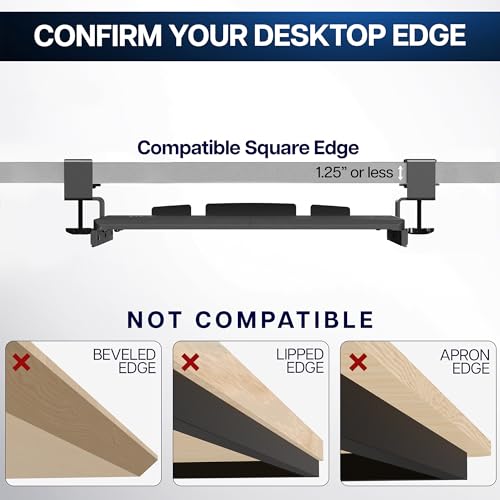 VIVO Kleine Tastaturablage Unter dem Schreibtisch ausziehbar mit Extra stabilem C-Klemmhalterungssystem, weißer Rahmen, MOUNT-KB05ES-A - color: Light Wood, size: 20 inch