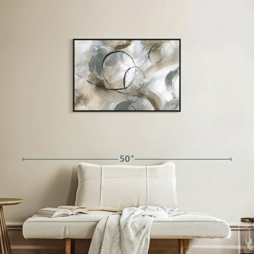 ElephantStock Allegro Wall Art - Horizontal Framed Canvas - 1-Piece Living Room Wall Decor - Painting Abstract Canvas Print - Gray and Brown Decor for Wall by Nan - 31" X 21" - color: Allegro Wall Art Canvas Floating Frame Single Piece, size: 30"L x 20"W