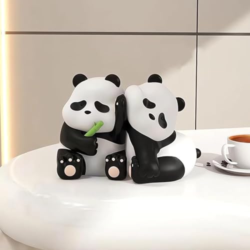 2pcs Cute Panda Decorative Bookends, Resin Unique Animal Book Ends, Fun Modern Home Sculptures, Modern Panda Statues, for Living Room Entrance, Bookshelf, Bedroom, Office Table Decorations