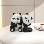 2pcs Cute Panda Decorative Bookends, Resin Unique Animal Book Ends, Fun Modern Home Sculptures, Modern Panda Statues, for Living Room Entrance, Bookshelf, Bedroom, Office Table Decorations