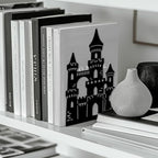 Peacoblue Metal Bookends for Shelves, Modern Decorative Heavy Duty Study Book Ends Stoppers for Office, Desk, Shelf, Room 5.3"x4.3"x7.9" Cast Iron Simple Tall Bookends 1 Pair (Castle) - style: Castle