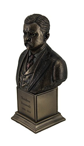 Veronese Design 7 1/2" Tall Theodore Roosevelt Bust on Inscribed Plinth Cold Cast Resin Antique Bronze Finish