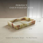 Bey-Berk Ezra Green Onyx Genuine Marble Guest Towel Tray, 9" x 5.75" Bathroom Counter Tray, Luminous Onyx Accent Piece - color: Onyx