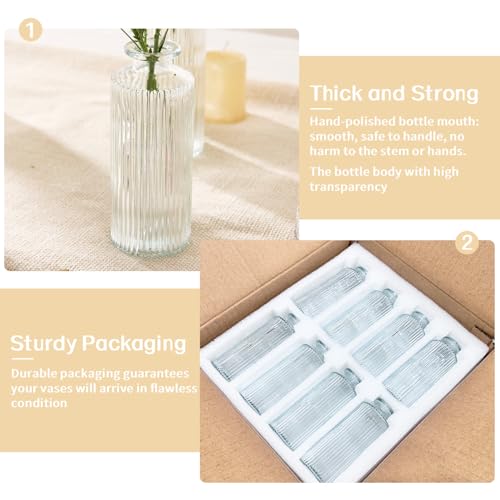 6PCS Mini Bud Vases As Vertical Wedding Centerpieces for Tables,Clear Bud Vases for Flowers,Small Flower Vases Suitable for Birthday Party,Anniversary,Wedding,Baby Shower (Clear-5.2in) - size: 6PCS