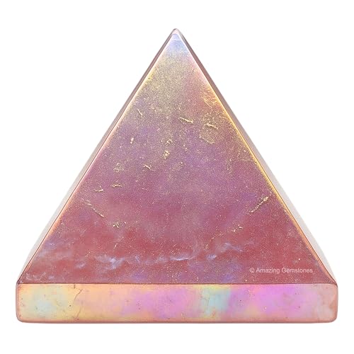 Amazing Gemstone Angel Aura Quartz Pyramid Crystal Healing Stones - 2" Great Pyramid Figurine of Natural Stone Pyramid for Meditation, Reiki, Chakra Balancing and Crystal Pyramids Grid - color: Angel Aura Quartz