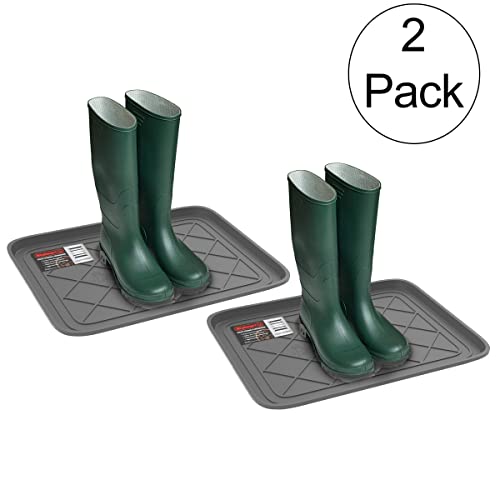 All Weather Boot Tray - Small Water Resistant Plastic Utility Shoe Mat for Indoor and Outdoor Use in All Seasons by Stalwart (Grey) - color: Gray