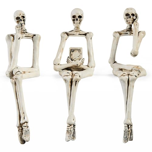 XINXUAN Halloween Decorations Skull Statue Home Decor - Modern Bookshelf & Desk Decor - 3 Piece Set (Retro - White) - color: Retro - White