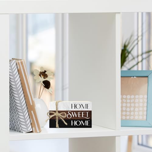 Ycyfckdr Mini Decorative Books for Home Decor, Rustic Wood Stack for Table, Home Sweet Decor Books for Living Room Shelf, Farmhouse Stacked Book Gift (L10) - color: Brown